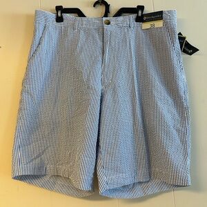 Weekenders Flat Front Blue and White Seersucker Shorts